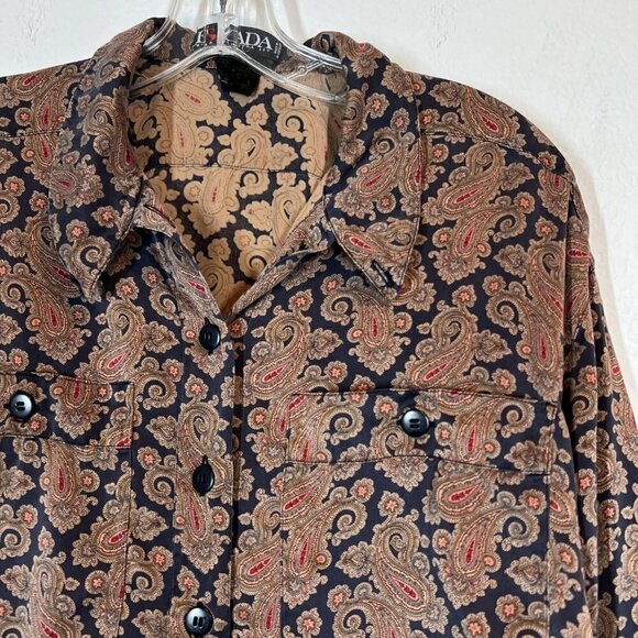 Vintage Escada Silk Blouse Top Paisley Print - Picture 3 of 11